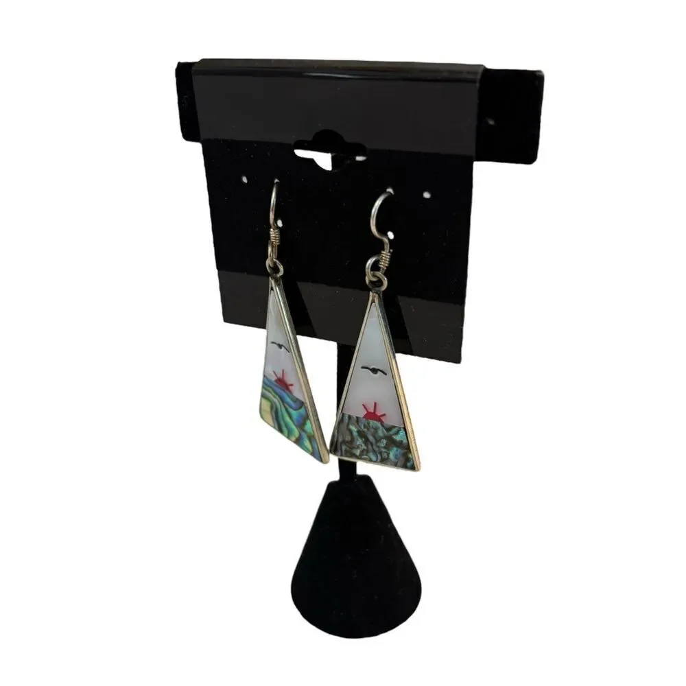 Unique & Artsy Made in Mexico Silver, MOP & Abalone Earrings.